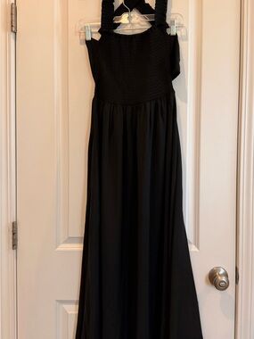 Black Smocked Maxi Dress - Women